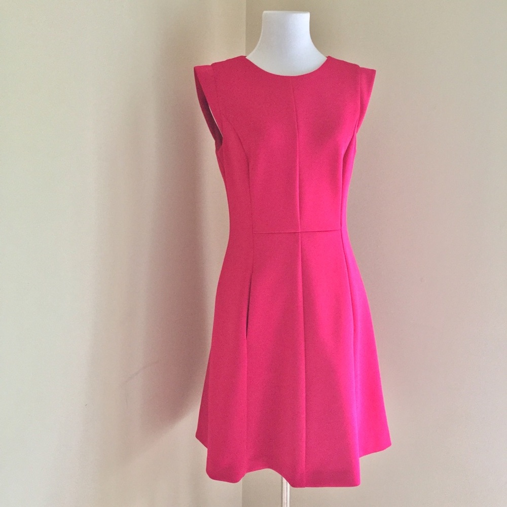Vince Camuto Pink Fit and Flare Cap Sleeve Dress
